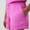 Pantaloncini comodi in garza di cotone a vita media da 4"