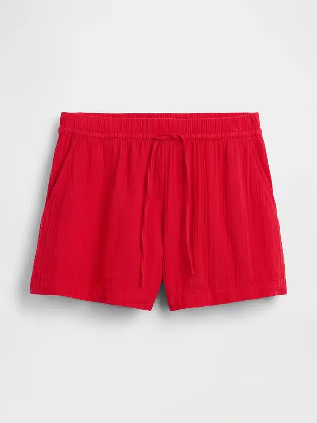 Pantaloncini comodi in garza di cotone a vita media da 4"