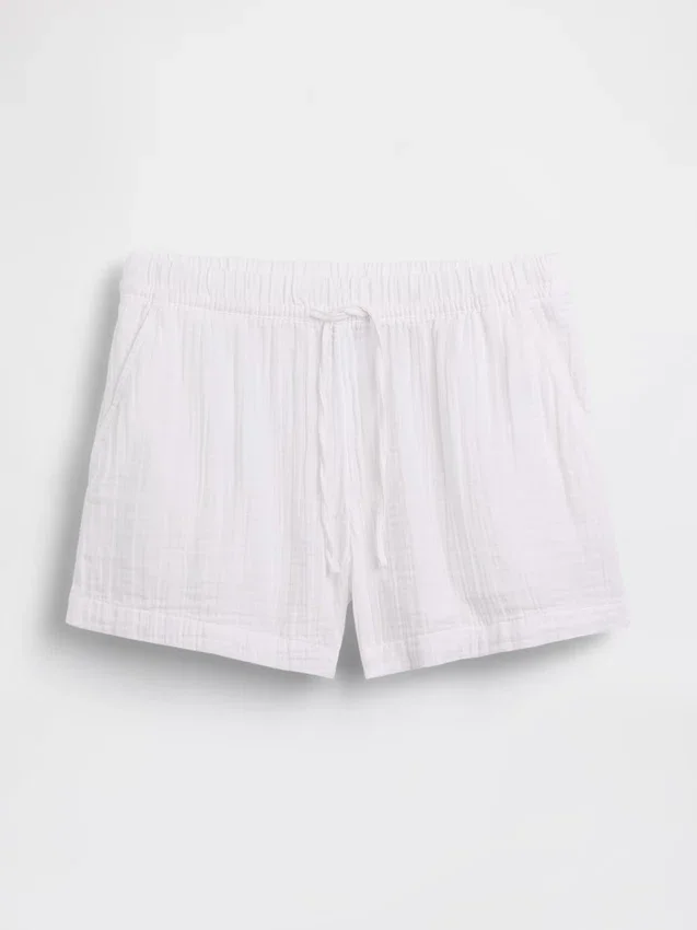 Pantaloncini comodi in garza di cotone a vita media da 4"