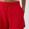 Pantaloncini comodi in garza di cotone a vita media da 4"