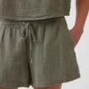 Pantaloncini comodi in garza di cotone a vita media da 4"
