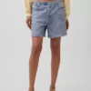 Pantaloncini comodi in maglia denim stampata a vita media da 5"