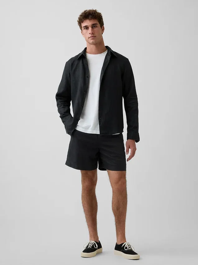 Pantaloncini comodi in misto lino da 5,5"
