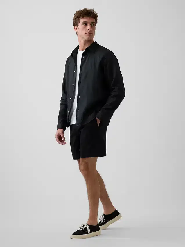 Pantaloncini comodi in misto lino da 5,5"