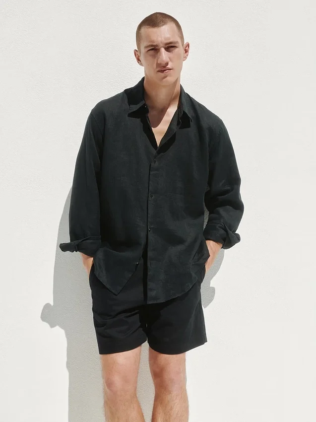 Pantaloncini comodi in misto lino da 5,5"
