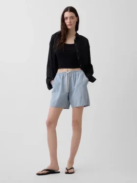 Pantaloncini comodi in misto lino da 6"