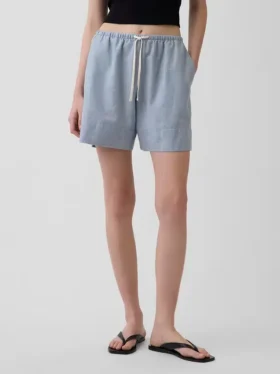 Pantaloncini comodi in misto lino da 6″