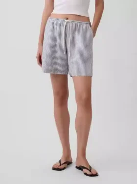 Pantaloncini comodi in misto lino da 6″
