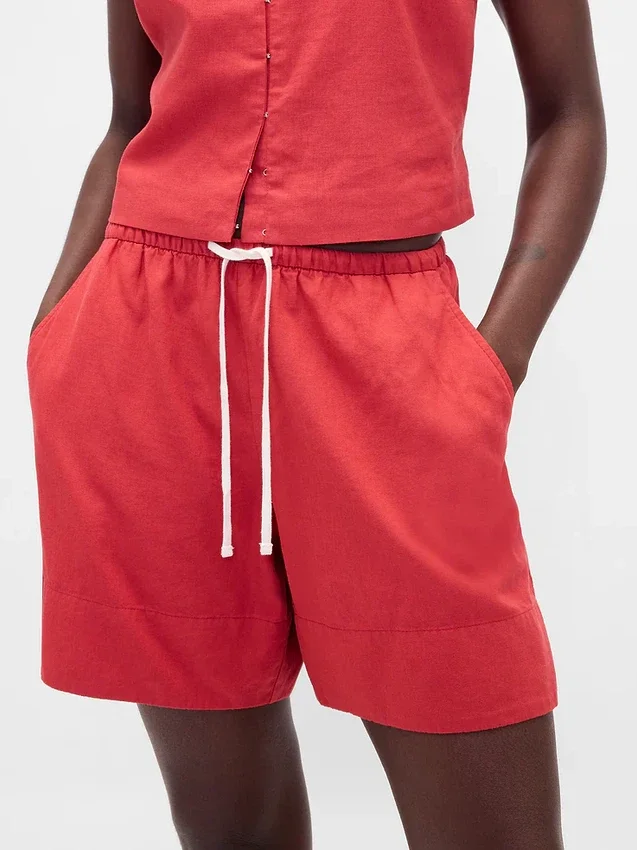 Pantaloncini comodi in misto lino da 6"