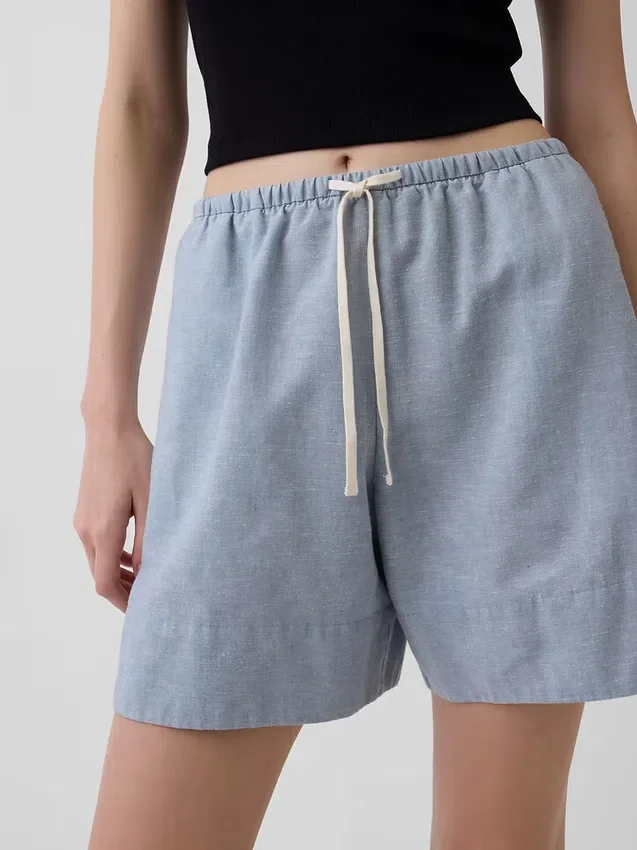 Pantaloncini comodi in misto lino da 6"