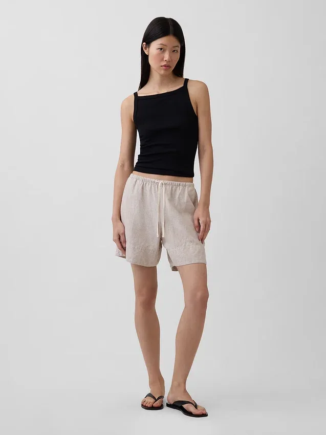 Pantaloncini comodi in misto lino da 6"
