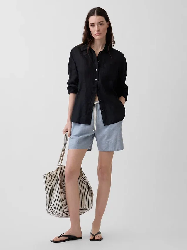 Pantaloncini comodi in misto lino da 6"