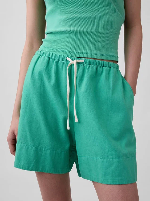 Pantaloncini comodi in misto lino da 6"