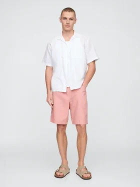 Pantaloncini comodi in misto lino e cotone da 9"