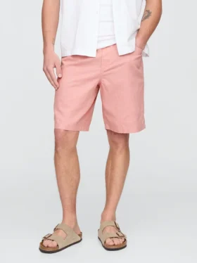 Pantaloncini comodi in misto lino e cotone da 9″