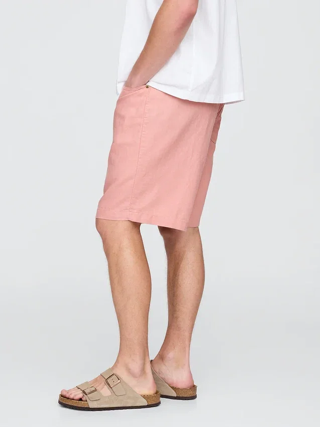 Pantaloncini comodi in misto lino e cotone da 9"