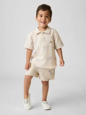 Pantaloncini con elastico in garza di cotone stampata per neonato & bebè