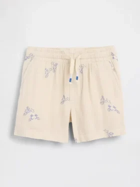 Pantaloncini con elastico in garza di cotone stampata per neonato & bebè
