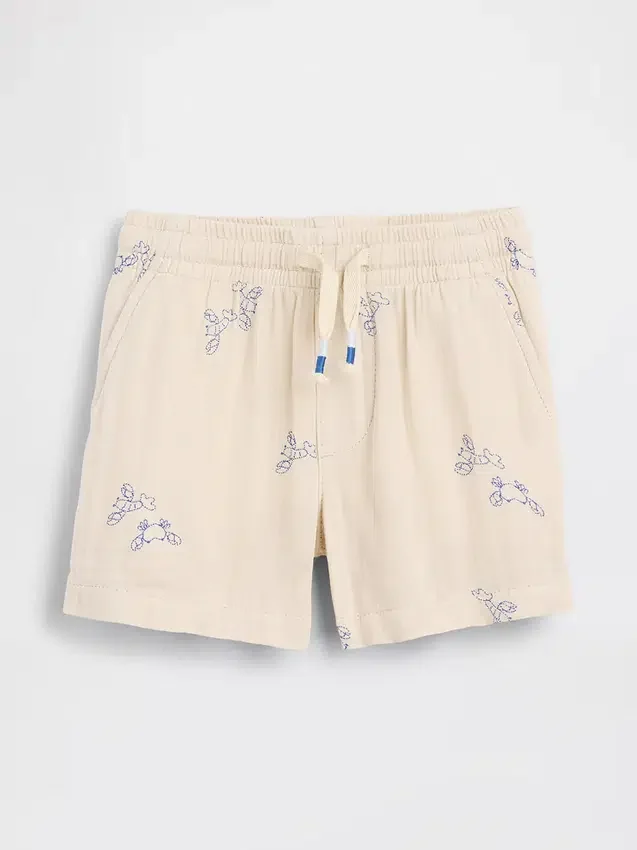 Pantaloncini con elastico in garza di cotone stampata per neonato & bebè