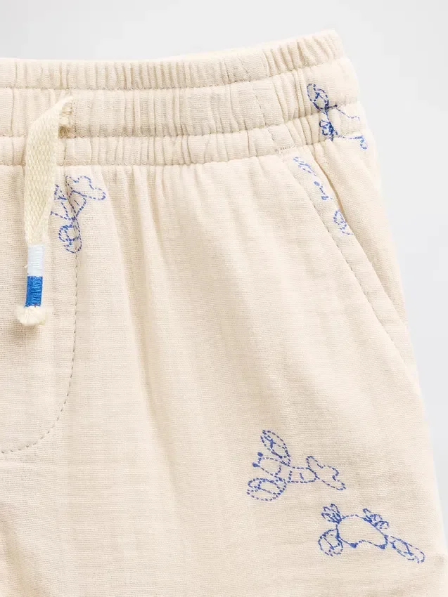 Pantaloncini con elastico in garza di cotone stampata per neonato & bebè