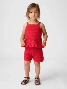 Pantaloncini con orlo smerlato all'uncinetto per neonato & bebè