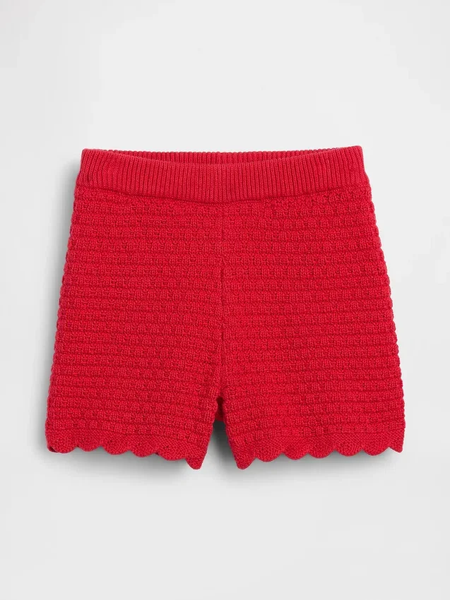 Pantaloncini con orlo smerlato all'uncinetto per neonato & bebè