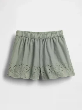 Pantaloncini con orlo traforato e elastico in vita per neonato & bebè