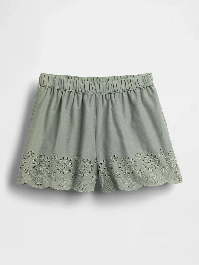 Pantaloncini con orlo traforato e elastico in vita per neonato & bebè