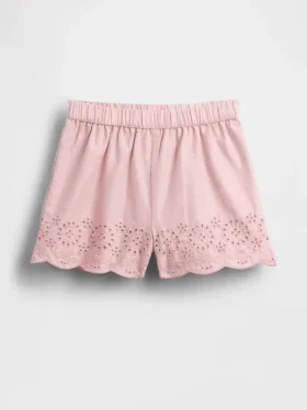Pantaloncini con orlo traforato e elastico in vita per neonato & bebè
