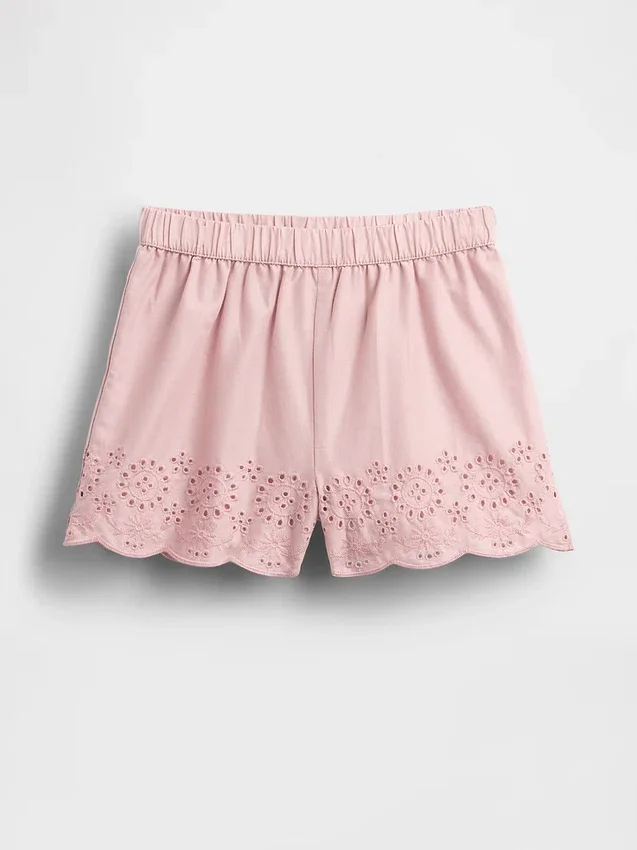 Pantaloncini con orlo traforato e elastico in vita per neonato & bebè