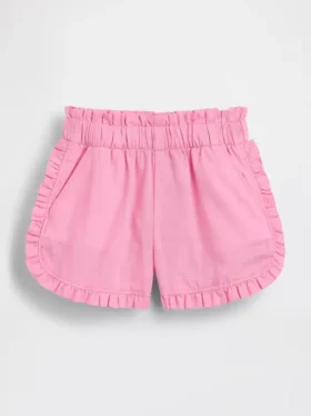 Pantaloncini con volant a forma di delfino in misto lino e cotone per neonato & bebè