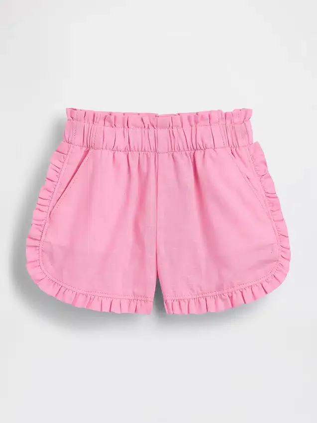 Pantaloncini con volant a forma di delfino in misto lino e cotone per neonato & bebè