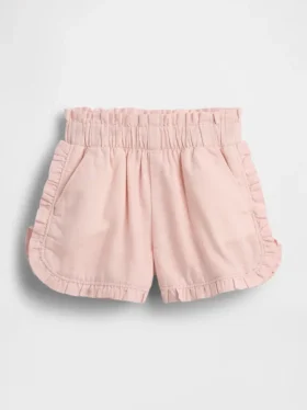 Pantaloncini con volant a forma di delfino in misto lino e cotone per neonato & bebè