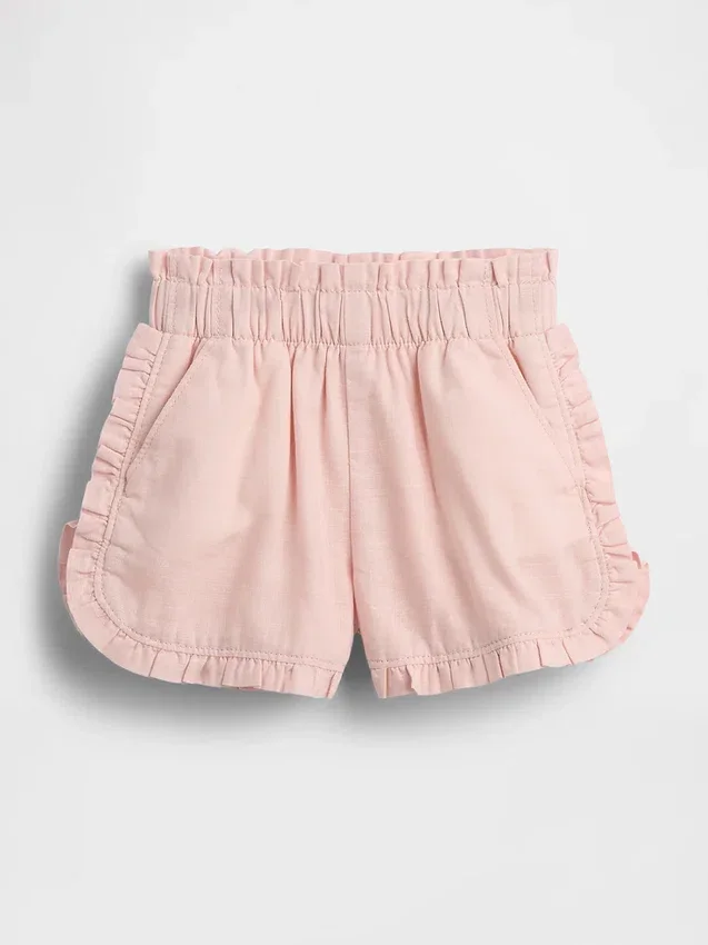 Pantaloncini con volant a forma di delfino in misto lino e cotone per neonato & bebè