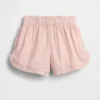 Pantaloncini con volant a forma di delfino in misto lino e cotone per neonato & bebè