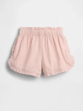 Pantaloncini con volant a forma di delfino in misto lino e cotone per neonato & bebè