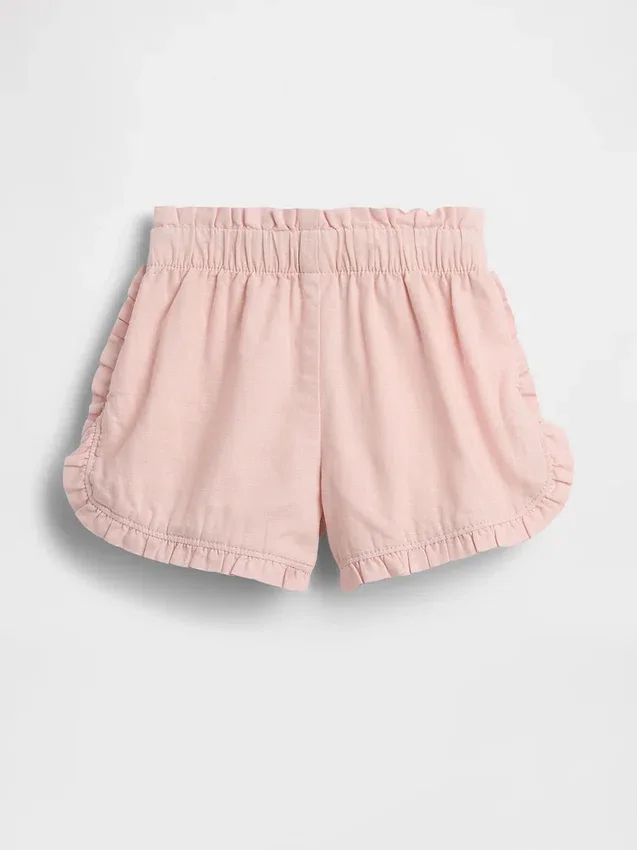 Pantaloncini con volant a forma di delfino in misto lino e cotone per neonato & bebè