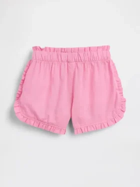 Pantaloncini con volant a forma di delfino in misto lino e cotone per neonato & bebè