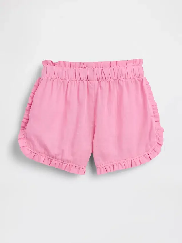 Pantaloncini con volant a forma di delfino in misto lino e cotone per neonato & bebè