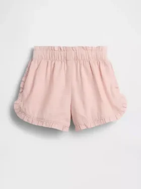 Pantaloncini con volant a forma di delfino in misto lino e cotone per neonato & bebè