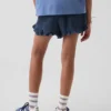 Pantaloncini corti in denim di garza di cotone per bambini con volant