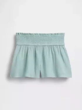 Pantaloncini da bambino in garza di cotone con orlo a farfalla