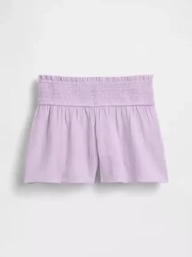 Pantaloncini da bambino in garza di cotone con orlo a farfalla