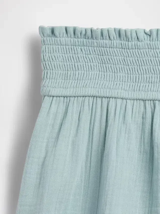 Pantaloncini da bambino in garza di cotone con orlo a farfalla