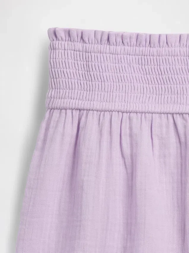 Pantaloncini da bambino in garza di cotone con orlo a farfalla