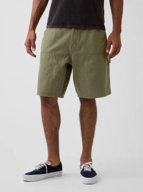 Pantaloncini da carpentiere in denim dal taglio ampio da 9″