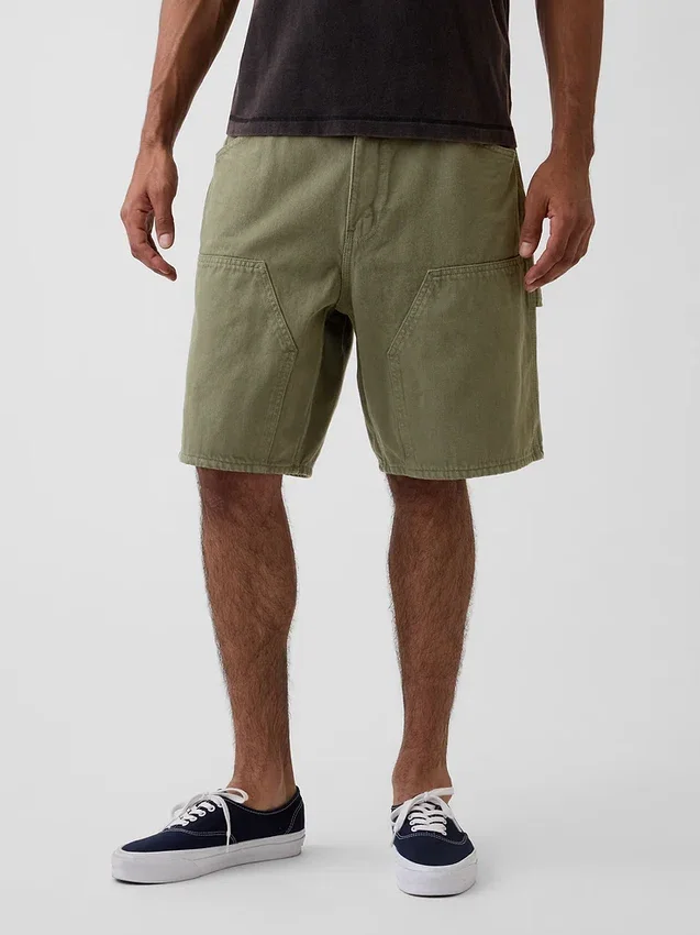Pantaloncini da carpentiere in denim dal taglio ampio da 9"