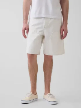 Pantaloncini da carpentiere in denim dal taglio ampio da 9″