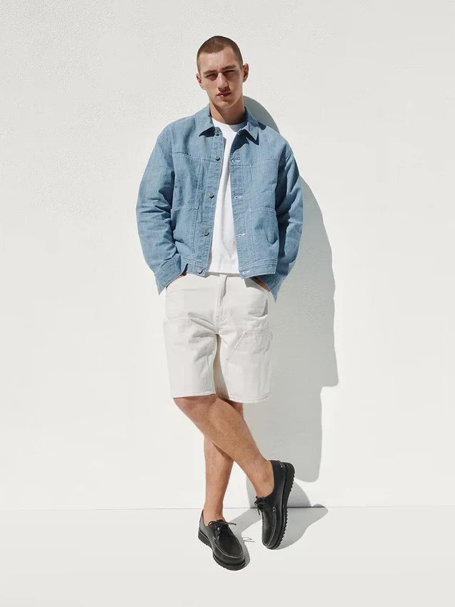 Pantaloncini da carpentiere in denim dal taglio ampio da 9"