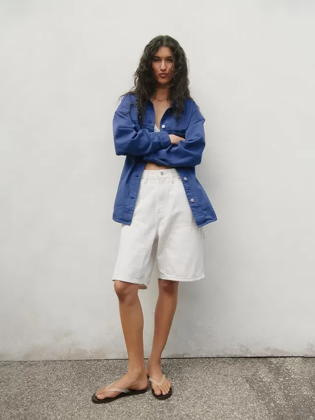 Pantaloncini da carpentiere in denim dal taglio ampio da 9"